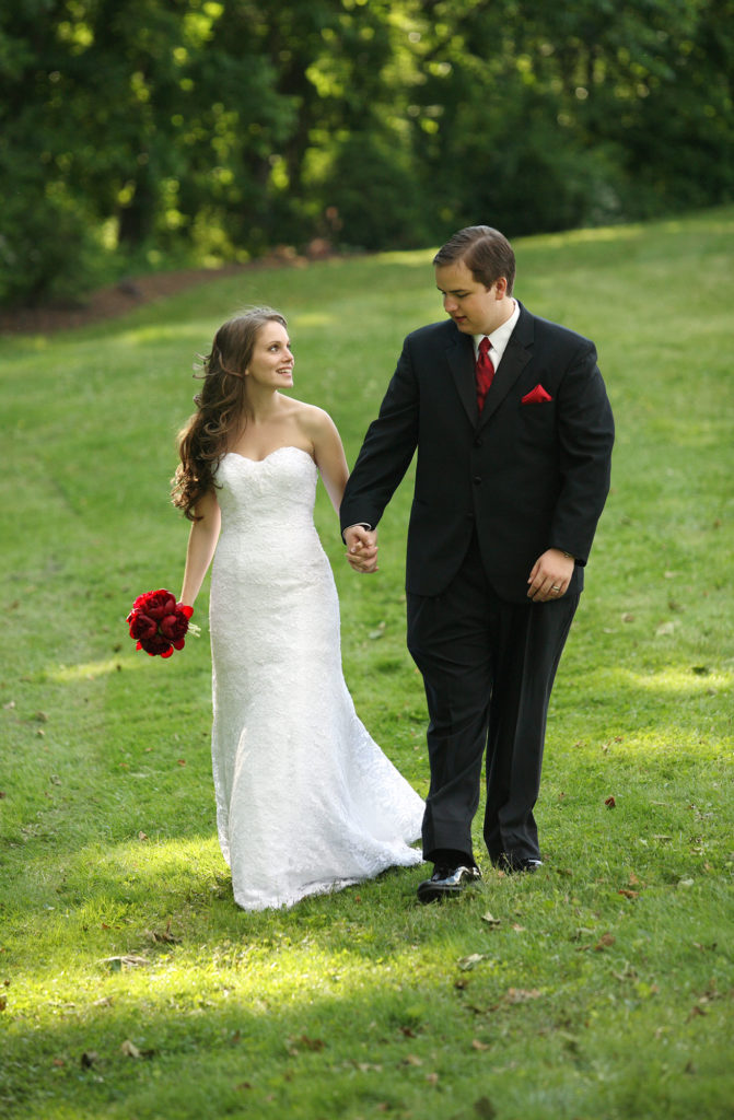 Bride and groom portrait after their wedding ceremony in Annandale, Virginia.